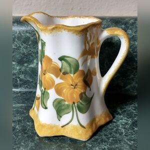 Small Vintage Cash Clinchfield Artware Pottery 4" Pitcher Yellow Flowers
